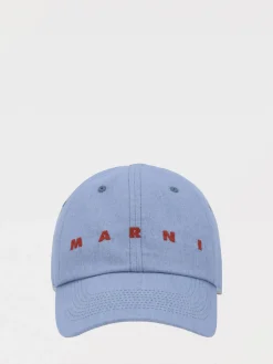 Cappello Marni in denim di cotone con logo ricamato