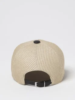 Cappello Max Mara in rafia con logo ricamato