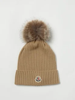Cappello Moncler in lana vergine a coste con pompon