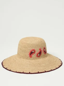 Cappello Paul Smith in rafia crochet con motivo paisley ricamato