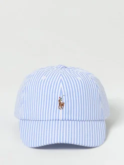 Cappello Polo Ralph Lauren in cotone a righe con logo ricamato