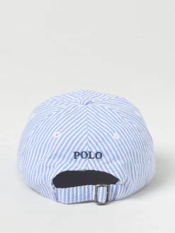Cappello Polo Ralph Lauren in cotone a righe con logo ricamato