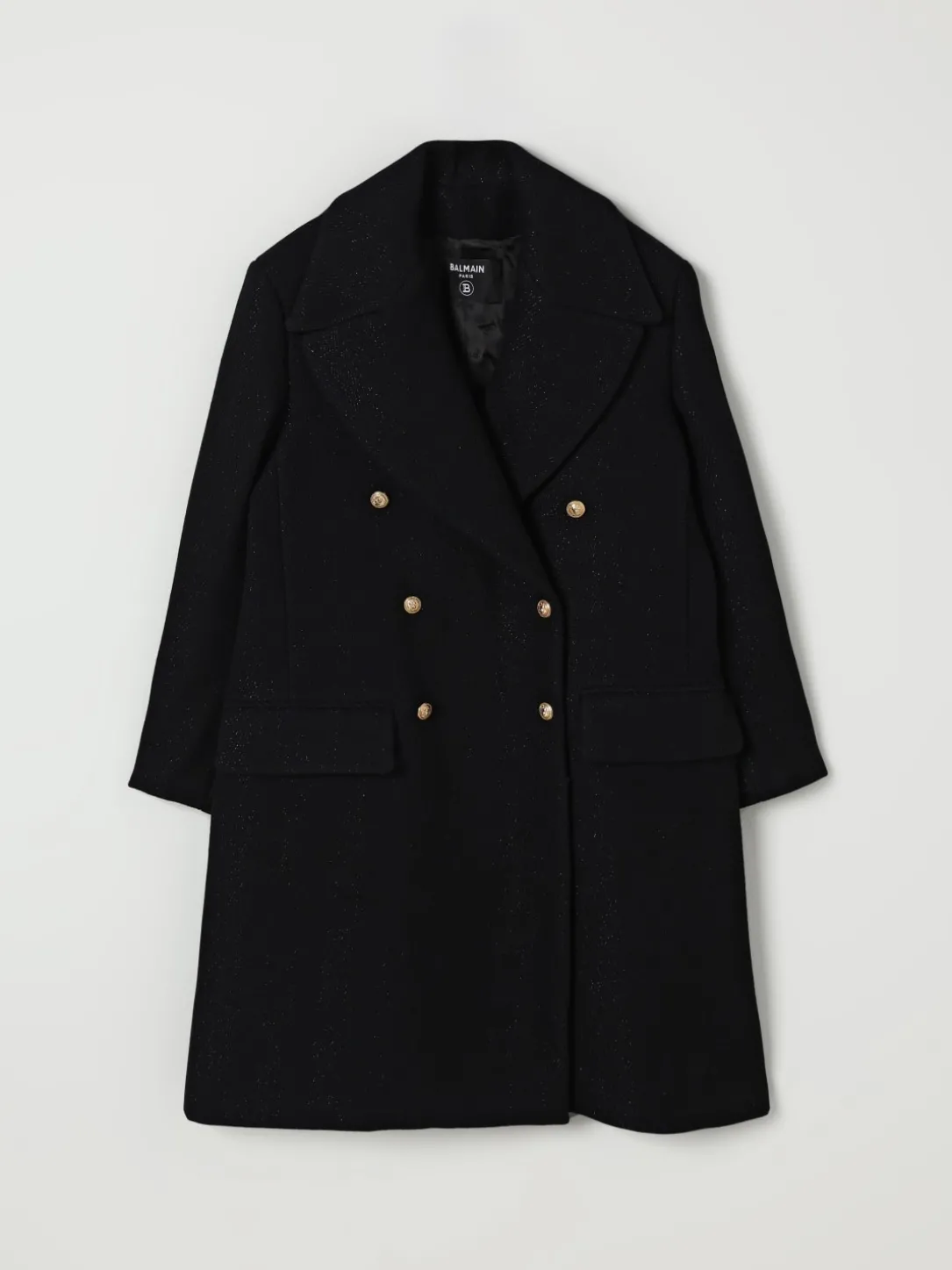 Cappotto a doppiopetto Balmain in misto lana vergine