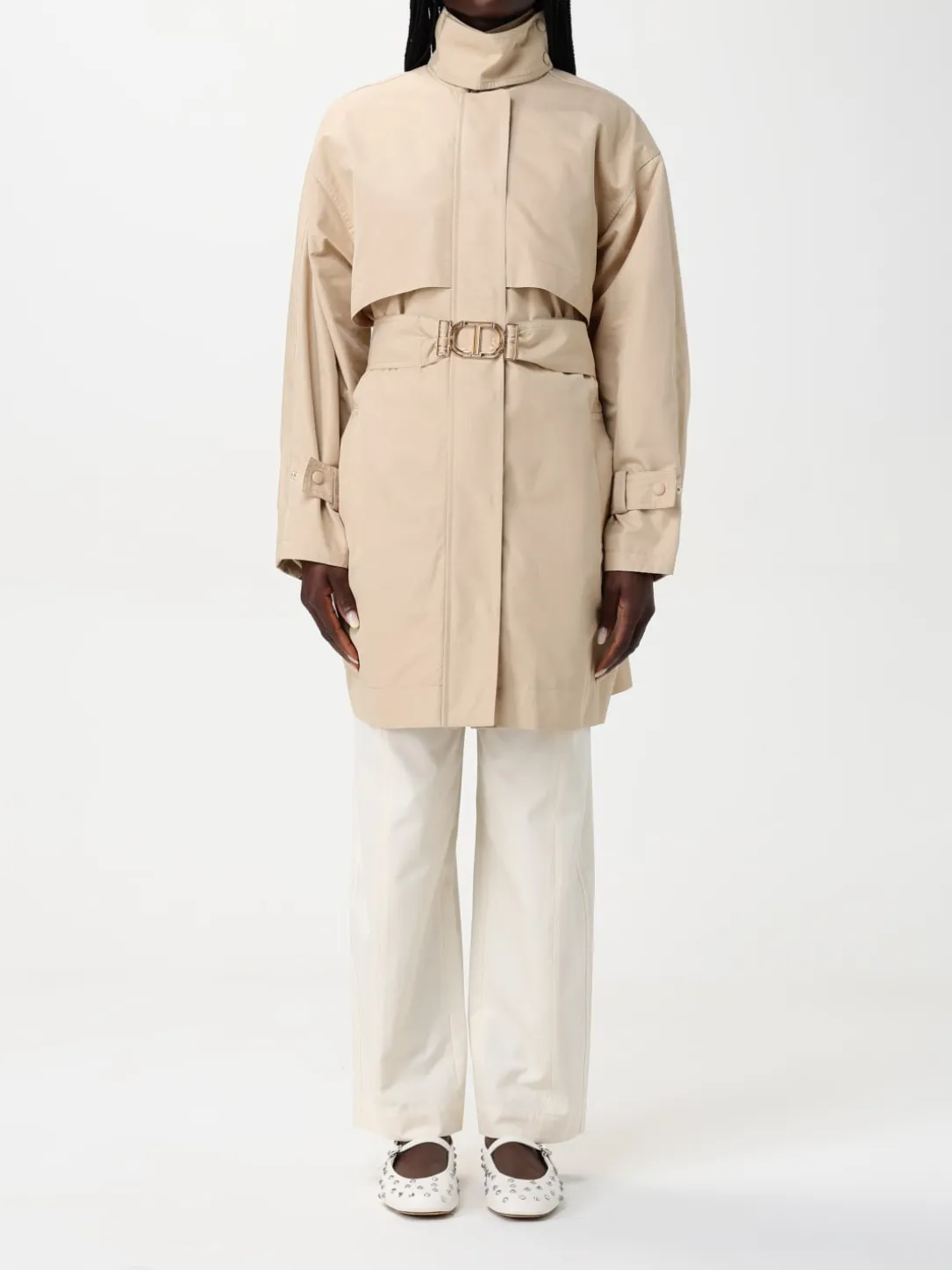 Cappotto in misto cotone Oval T Twinset