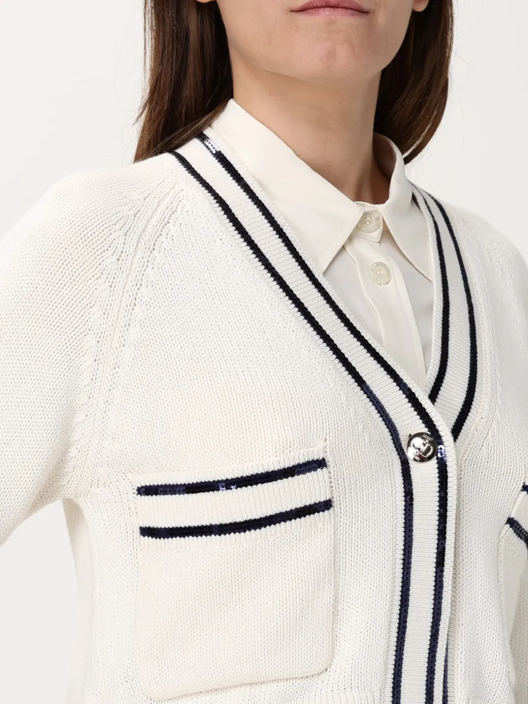 Cardigan a v Liu Jo in cotone con paillettes