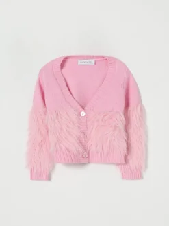 Cardigan con inserti in pelliccia sintetica Monnalisa