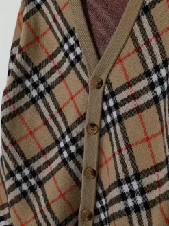 Cardigan di lana check Burberry