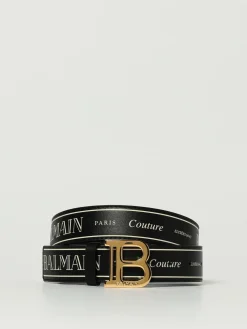 Cintura Balmain in pelle con logo all over
