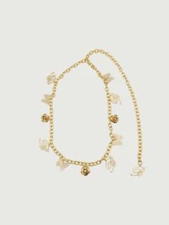 Cintura Blumarine in ottone con charms e strass incastonati