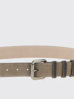 Cintura Brunello Cucinelli in nabuk stampa cocco con monile