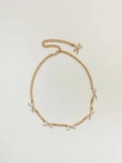 Collana Bow Self-Portrait in ottone con strass incastonati