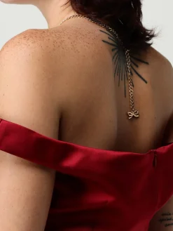 Collana Bow Self-Portrait in ottone con strass incastonati