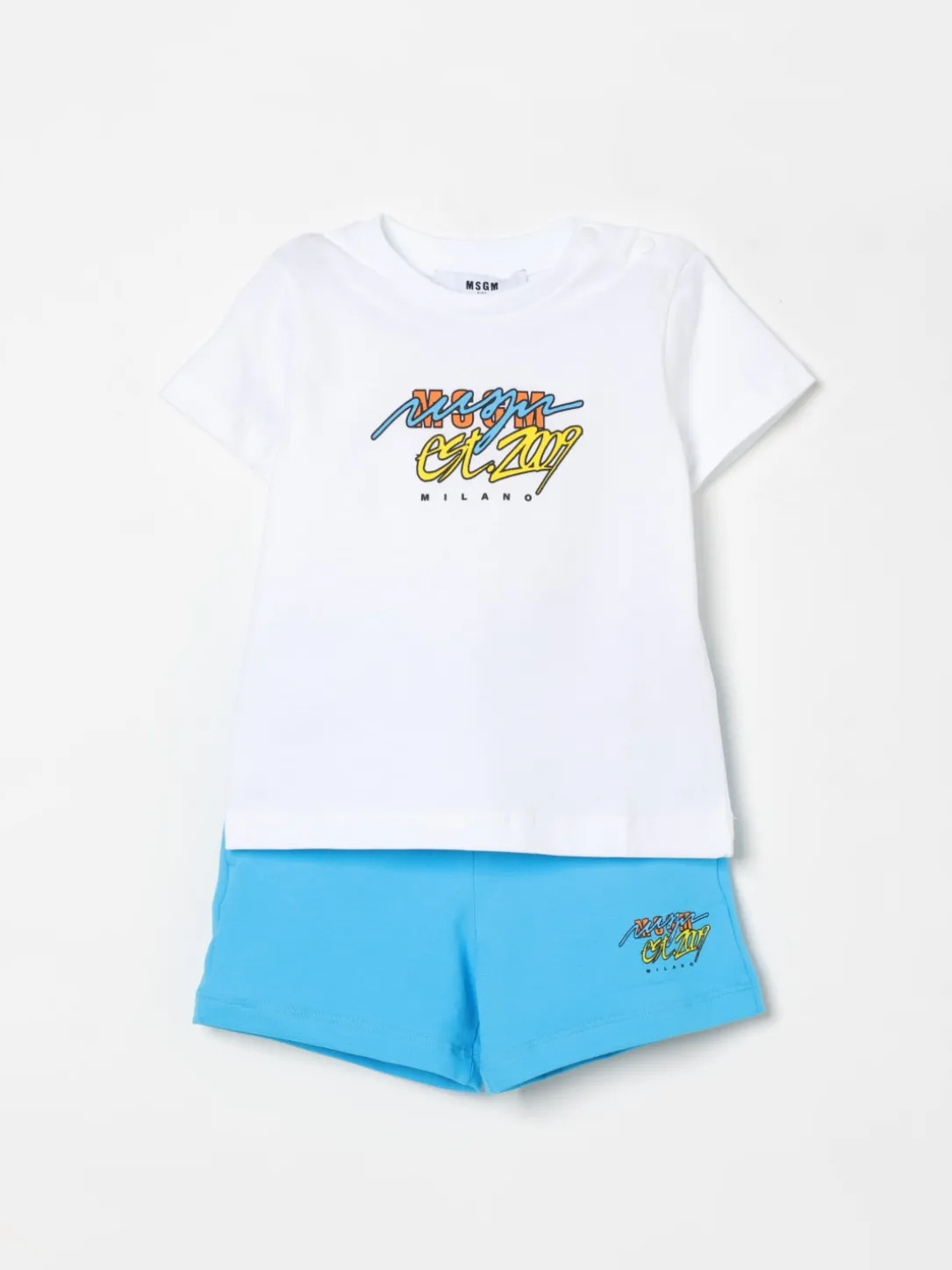 Completo in cotone con stampa logo MSGM Kids