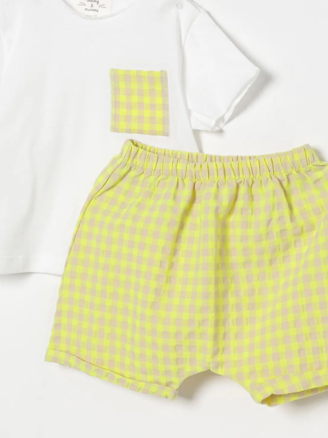 Coordinato in cotone a quadretti Teddy & Minou