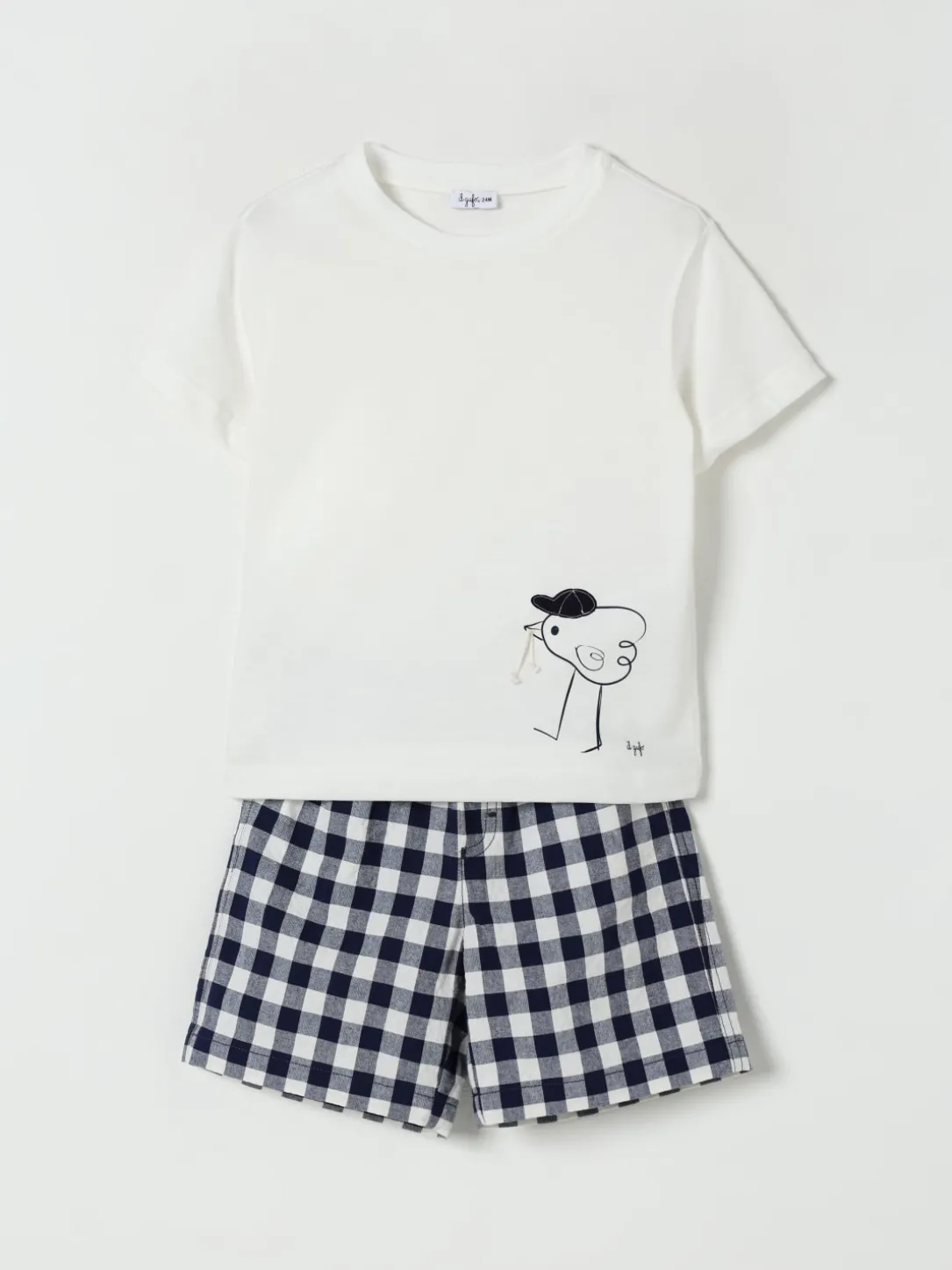 Coordinato in cotone a quadri Il Gufo