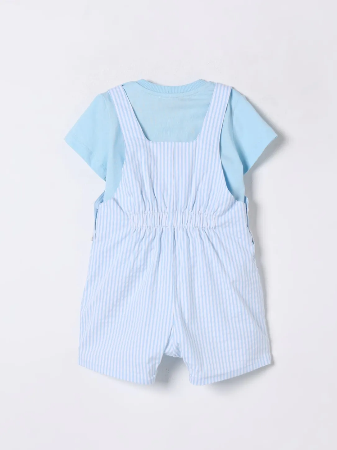 Coordinato in cotone a righe con logo Moschino