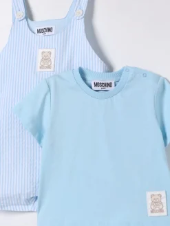 Coordinato in cotone a righe con logo Moschino