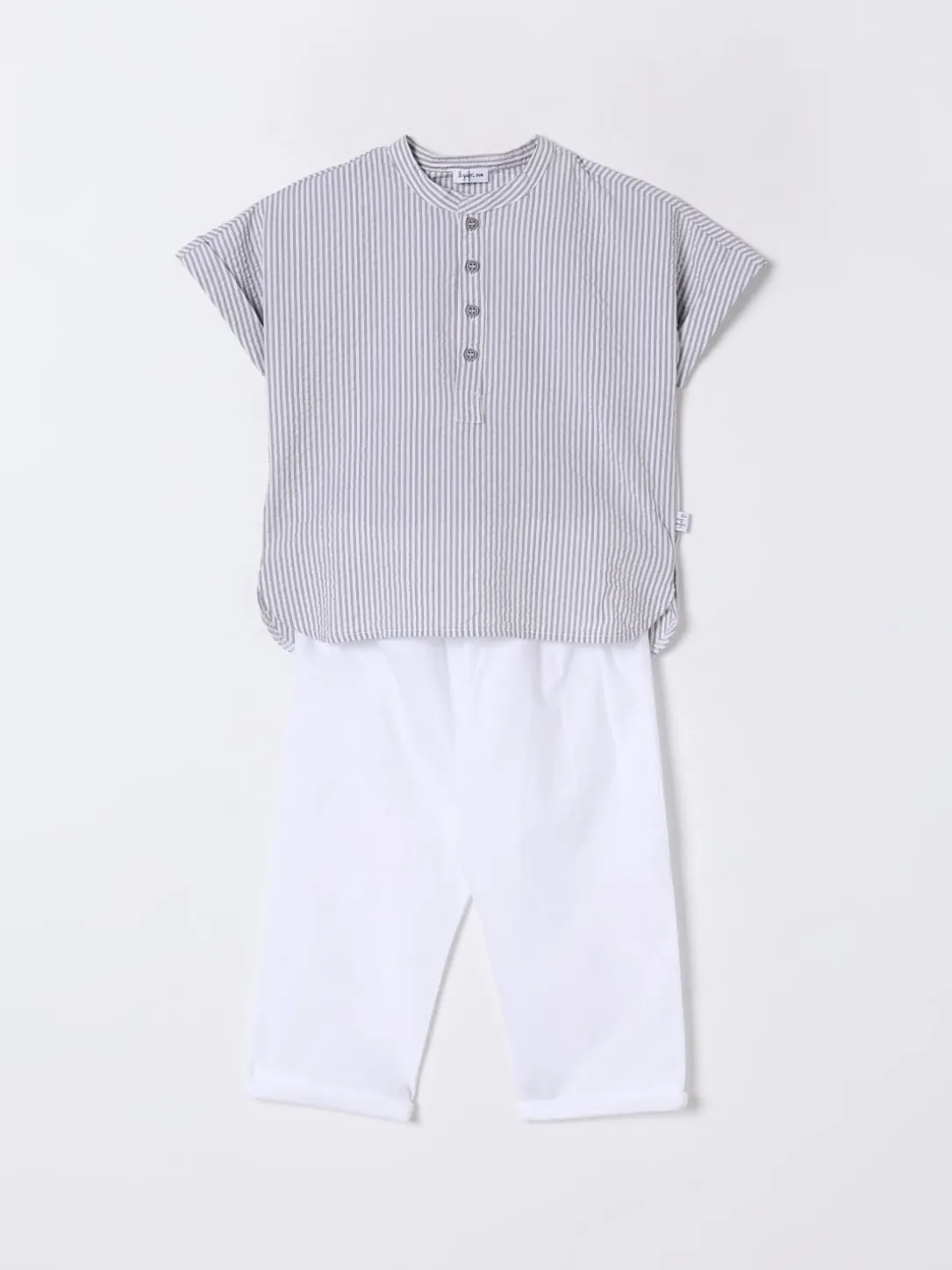 Coordinato in cotone a righe Il Gufo