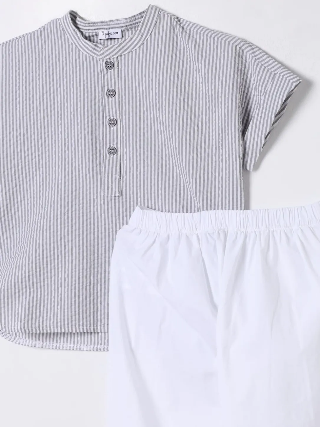 Coordinato in cotone a righe Il Gufo