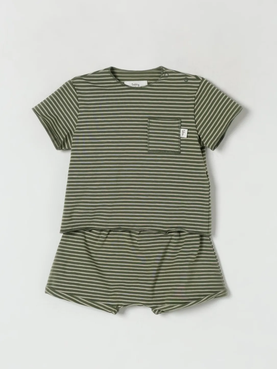 Coordinato in cotone a righe Teddy & Minou