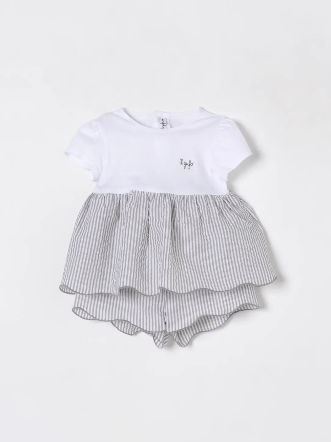 Coordinato in cotone a righe Il Gufo