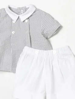 Coordinato in cotone a righe Il Gufo