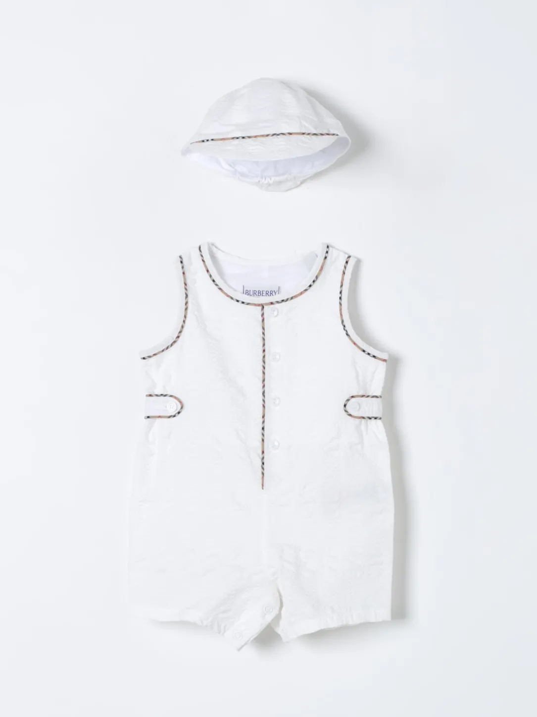 Coordinato in cotone con profili check Burberry