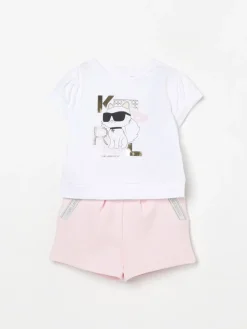 Coordinato in cotone con stampa logo Karl Lagerfeld Kids