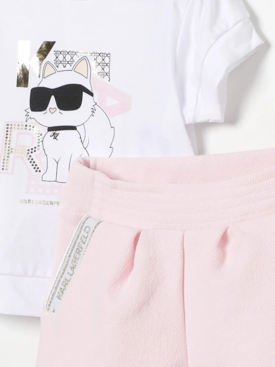 Coordinato in cotone con stampa logo Karl Lagerfeld Kids