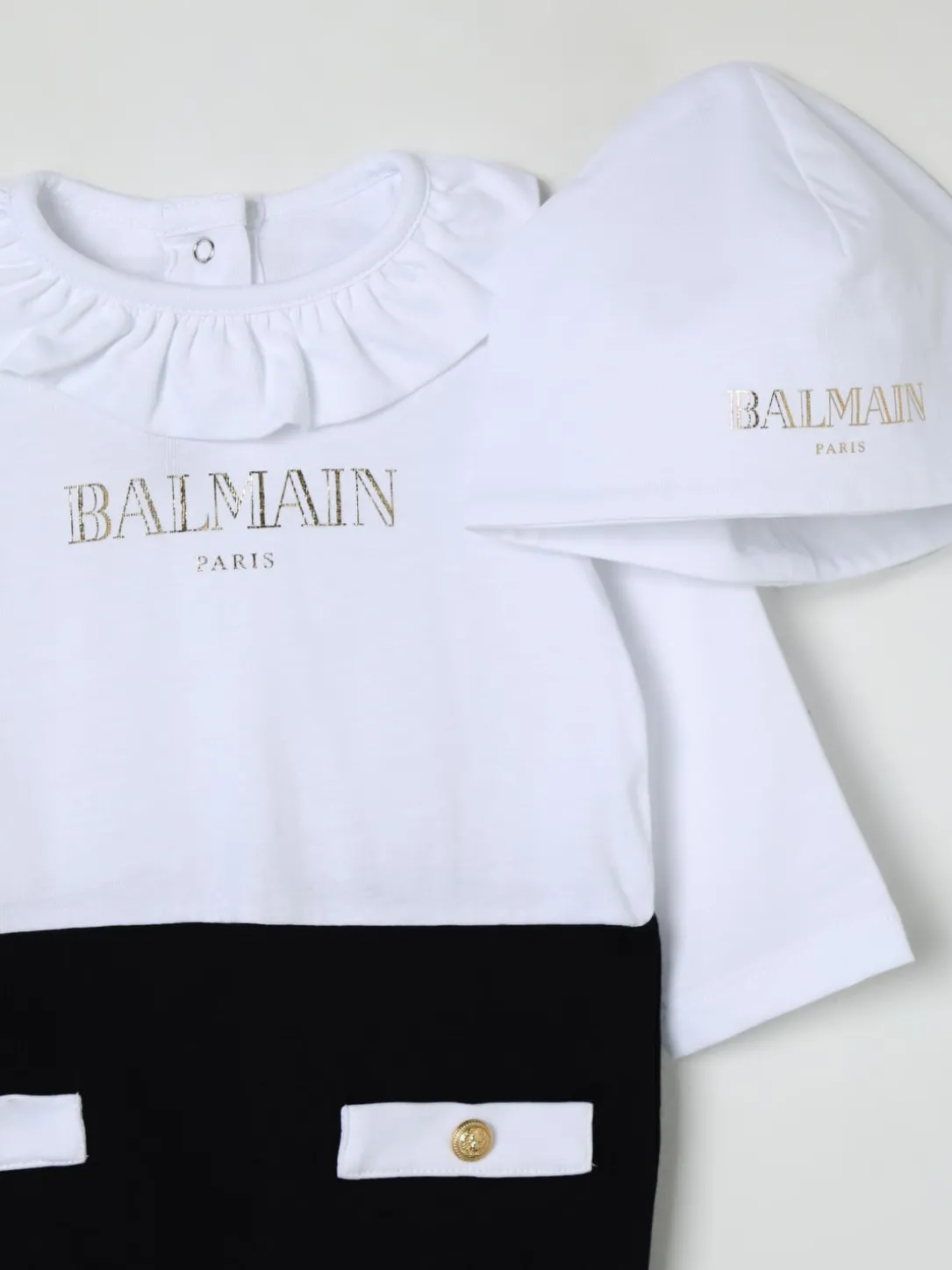 Coordinato in cotone con cappello Balmain