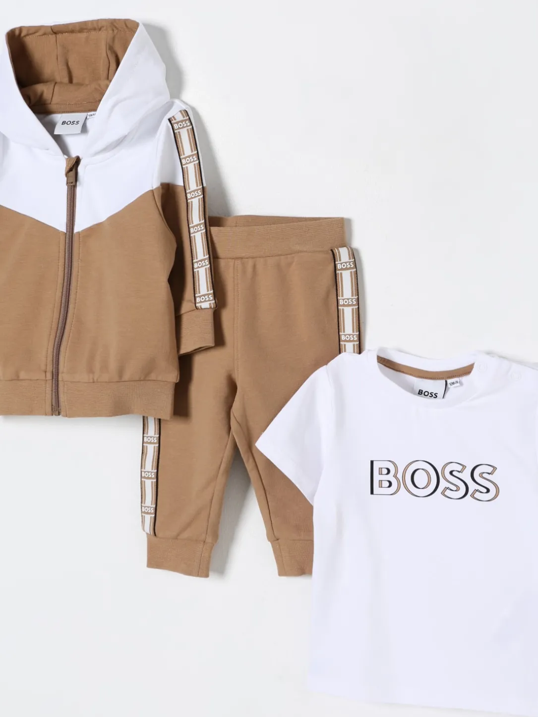 Coordinato in cotone con logo Boss
