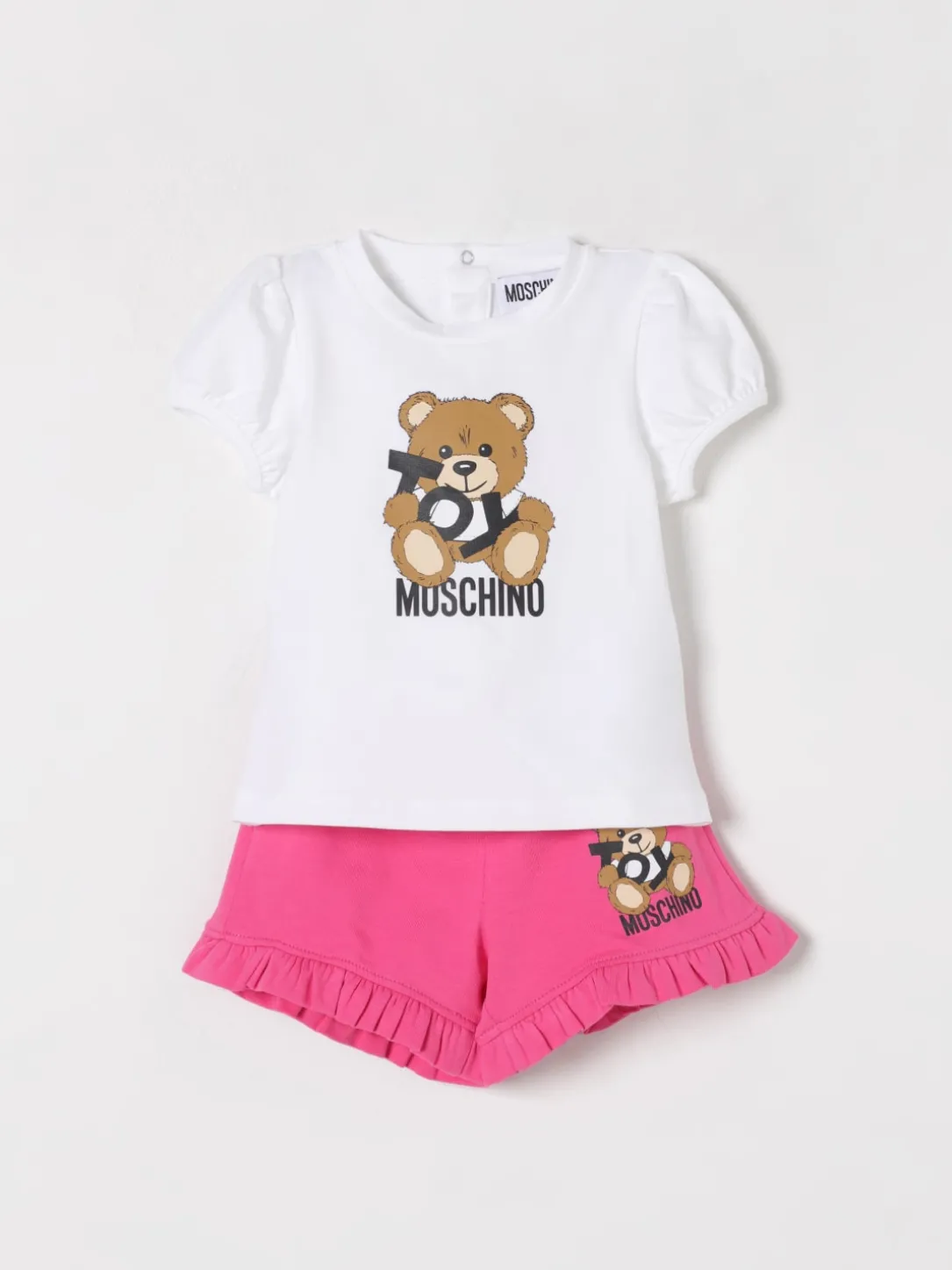 Coordinato in cotone con stampa Teddy Toy Moschino