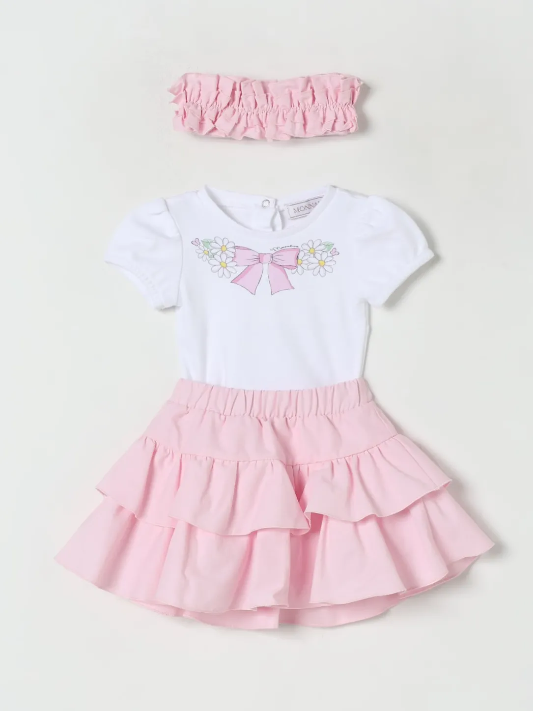 Coordinato in cotone con fiocco Monnalisa