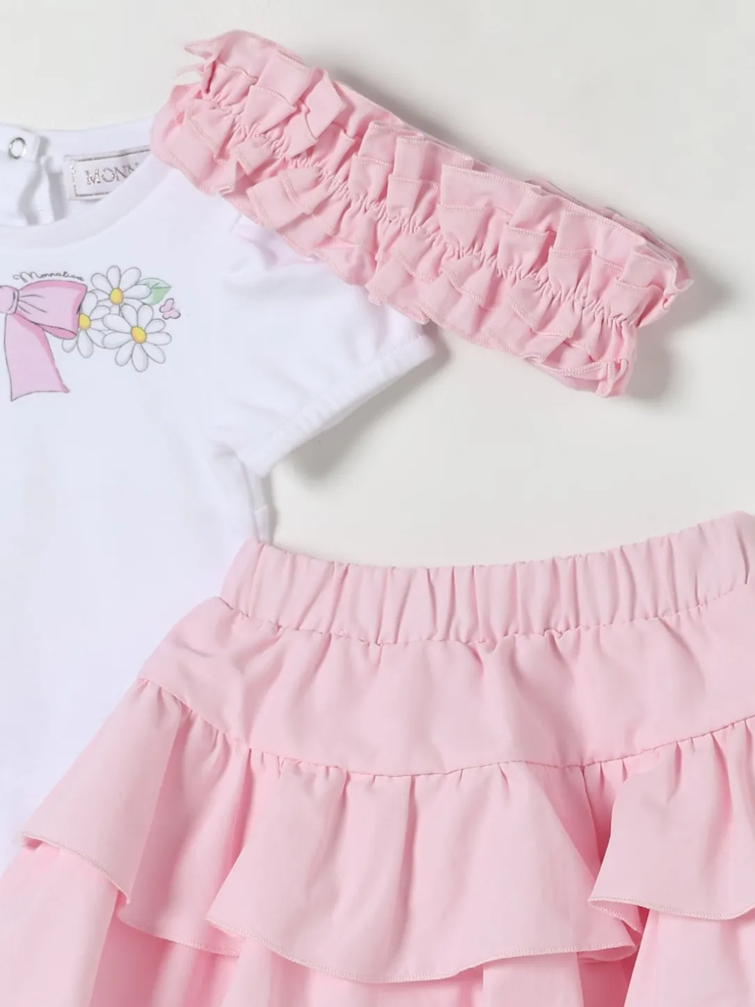 Coordinato in cotone con fiocco Monnalisa