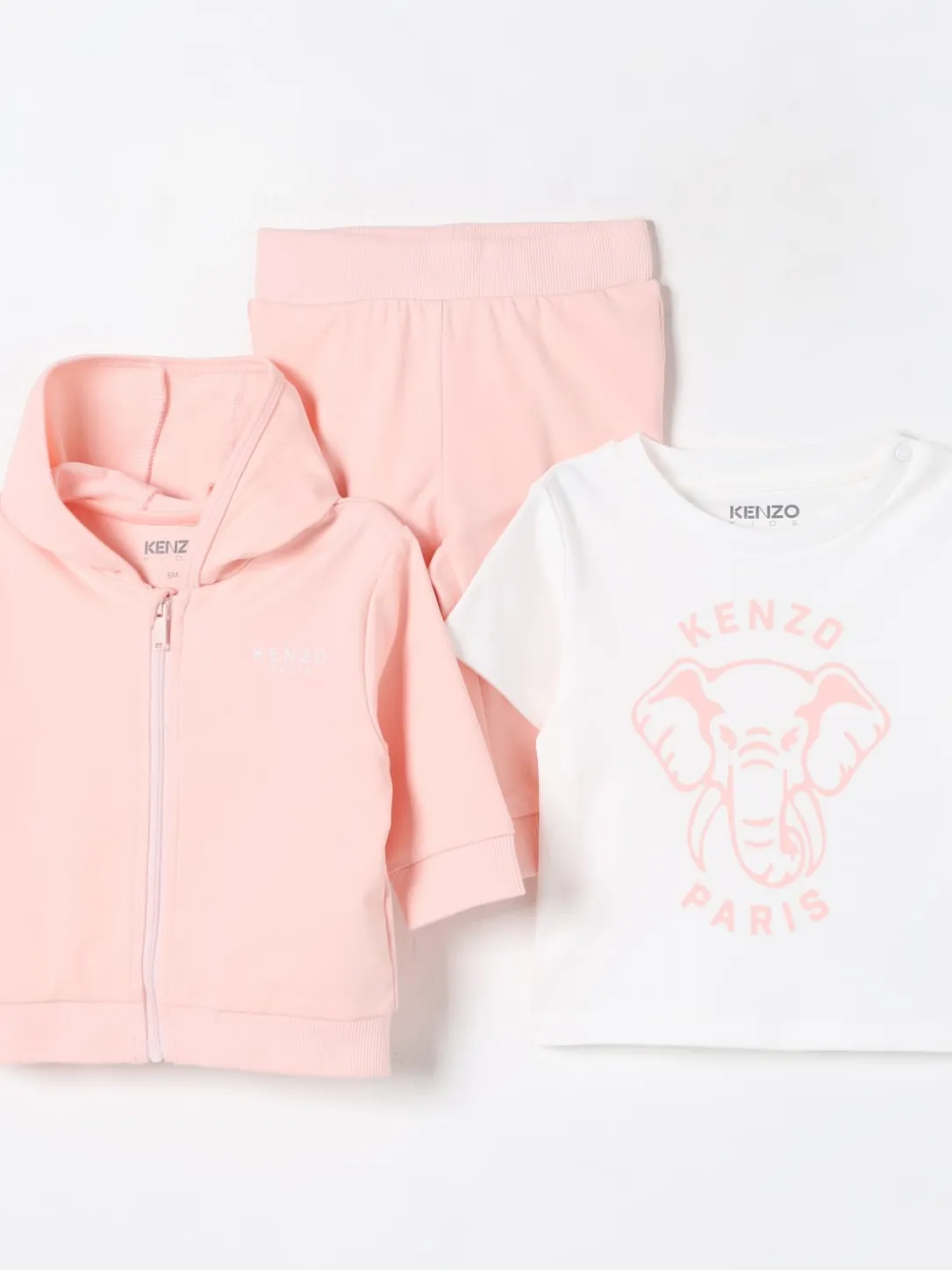 Coordinato in cotone con stampa Elefante Kenzo Kids