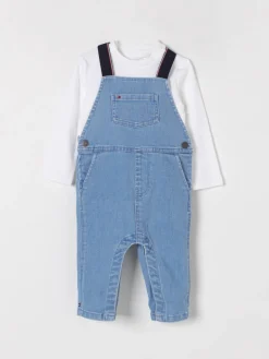 Coordinato in denim con mini logo Tommy Hilfiger