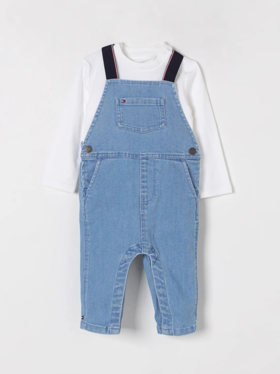 Coordinato in denim con mini logo Tommy Hilfiger