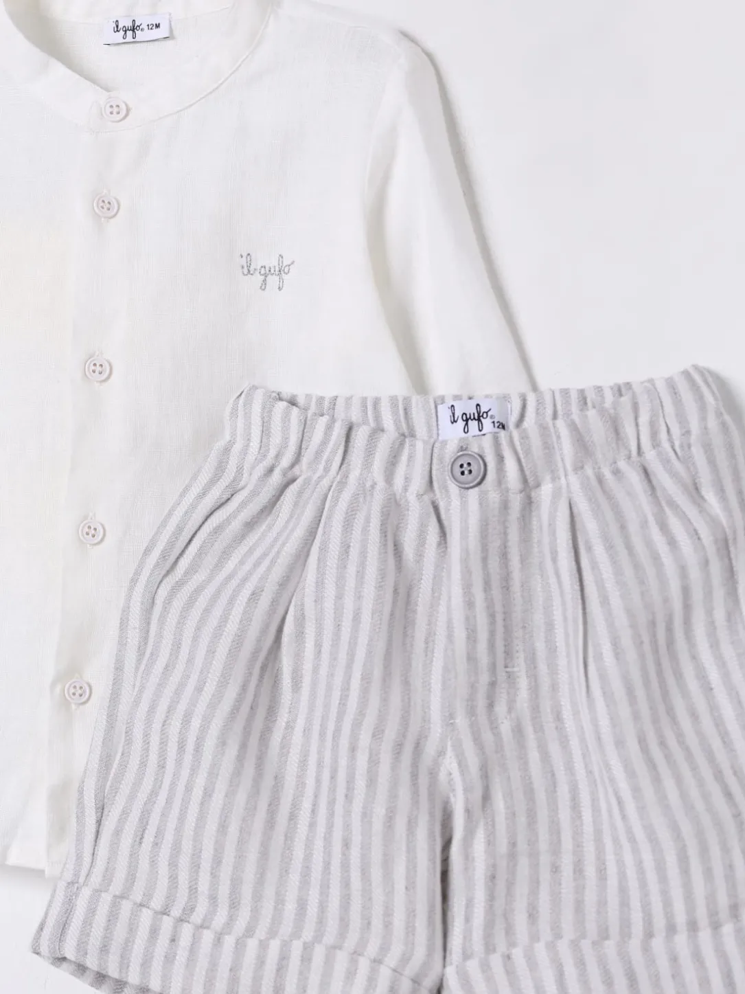 Coordinato in lino a righe Il Gufo