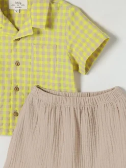 Coordinato in misto cotone a quadretti Teddy & Minou