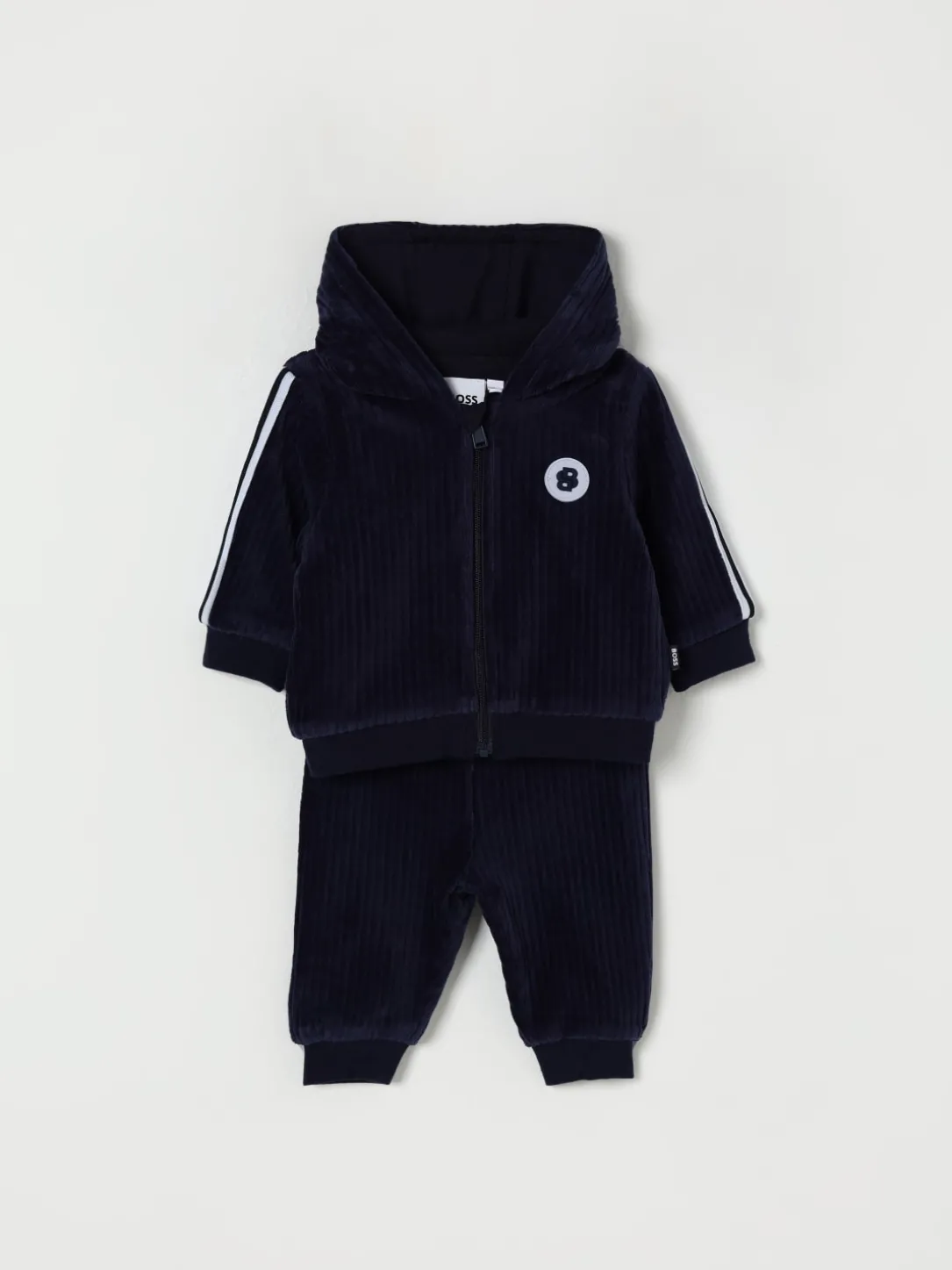 Coordinato in velluto con logo Boss