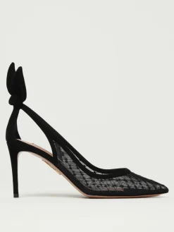 Décolleté Bow Tie Aquazzura in nylon a rete e camoscio