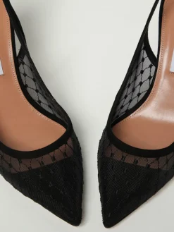 Décolleté Bow Tie Aquazzura in nylon a rete e camoscio