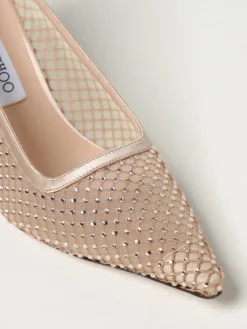 Décolleté Ixia Jimmy Choo in nylon a rete e raso con strass all over