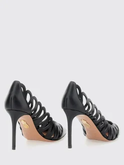 Décolleté Peep Aquazzura in pelle traforata