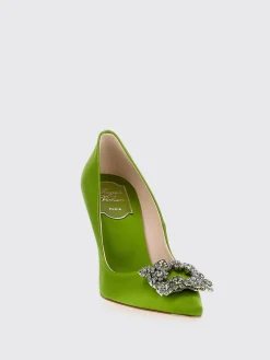 Décolleté Roger Vivier in raso con applicazione gioiello