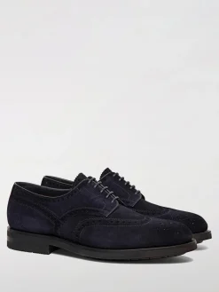 Derby Santoni in camoscio con motivo brogue