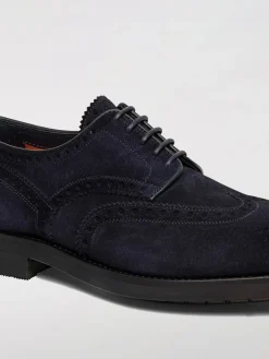 Derby Santoni in camoscio con motivo brogue