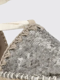Espadrillas Mou in camoscio con cuciture all'uncinetto e paillettes