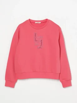 Felpa a girocollo con logo di strass Liu Jo