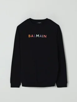Felpa a girocollo con logo multicolor Balmain